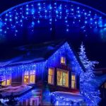 Instalatie de craciun, lumina albastra, NEXTLY, rola 50m lungime, 8 jocuri de lumini, rezistenta la apa si inghet, interior exterior, pentru brad, casa, pomi, alimentare 220v - imagine 8