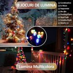Instalatie de craciun LED cu baterii, telecomanda, NEXTLY, pentru interior si exterior, lumina multicolora, 100 leduri, 10m lungime, tip sir, flexibila, 8 jocuri de lumina, rezistenta la apa si inghet - imagine 5