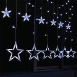Instalatie de Craciun tip perdea NEXTLY, interconectabila, lumini LED RGB, 8 jocuri de lumini, 3 metri latime, pentru interior/exterior/usa/geam/perete, telecomanda pe fir, conectare la priza, stele m