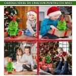 Jucarie interactiva de plus NEXTLY, brad cu chitara dansator, imita sunete/repeta ceea ce spui, vorbeste, canta melodii de Craciun, luminite LED, 42x25cm, functionare pe baterii, verde - imagine 3