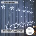 Instalatie de Craciun tip perdea NEXTLY, interconectabila, lumini LED RGB, 8 jocuri de lumini, 3 metri latime, pentru interior/exterior/usa/geam/perete, telecomanda pe fir, conectare la priza, stele m - imagine 5