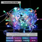 Instalatie de Craciun tip perdea NEXTLY, interconectabila, lumini LED RGB, 8 jocuri de lumini, pentru interior/usa/geam/perete, telecomanda pe fir, conectare la priza, 3x2m, 151-14, multicolora - imagine 3