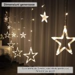 Instalatie de Craciun tip perdea NEXTLY, interconectabila, lumini LED RGB, 8 jocuri de lumini, 3 metri latime, pentru interior/exterior/usa/geam/perete, telecomanda pe fir, conectare la priza, stele m - imagine 4