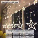 Instalatie de Craciun tip perdea NEXTLY, interconectabila, lumini LED RGB, 8 jocuri de lumini, 3 metri latime, pentru interior/exterior/usa/geam/perete, telecomanda pe fir, conectare la priza, stele m - imagine 3