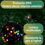 Instalatie de craciun LED cu baterii, telecomanda, NEXTLY, pentru interior si exterior, lumina multicolora, 50 leduri, 5m lungime, tip sir, flexibila, 8 jocuri de lumina, rezistenta la apa si inghet, - imagine 8