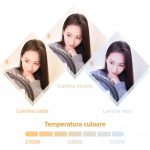Lampa circulara profesionala RING LIGHT LED, NEXTLY, touch control, diametru 45cm, 18inch, lumina calda/rece/neutra, 10 trepte de lumina, 3 suporturi telefon, telecomanda, telecomanda bluetooth pentru - imagine 6