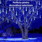 Instalatie de craciun, lumina albastra, NEXTLY, rola 50m lungime, 8 jocuri de lumini, rezistenta la apa si inghet, interior exterior, pentru brad, casa, pomi, alimentare 220v - imagine 3