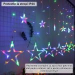 Instalatie de Craciun tip perdea NEXTLY, interconectabila, lumini LED RGB, 8 jocuri de lumini, 3 metri latime, pentru interior/usa/geam/perete, telecomanda pe fir, conectare la priza, stele mici si ma - imagine 7