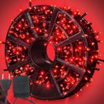 Instalatie de craciun, lumina rosie, NEXTLY, rola 50m lungime, 8 jocuri de lumini, rezistenta la apa si inghet, interior exterior, pentru brad, casa, pomi, alimentare 220v
