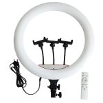 Lampa circulara profesionala RING LIGHT LED, NEXTLY, touch control, diametru 45cm, 18inch, lumina calda/rece/neutra, 10 trepte de lumina, 3 suporturi telefon, telecomanda, telecomanda bluetooth pentru - imagine 2