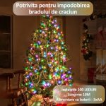 Instalatie de craciun LED cu baterii, telecomanda, NEXTLY, pentru interior si exterior, lumina multicolora, 100 leduri, 10m lungime, tip sir, flexibila, 8 jocuri de lumina, rezistenta la apa si inghet - imagine 2