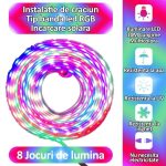 Instalatie de craciun multicolora tip banda led RGB, invelis tip furtun, NEXTLY, 10m lungime, 480 leduri, 8 jocuri de lumini, rezistenta la apa si inghet, interior exterior, pentru brad, casa, pomi, a - imagine 10