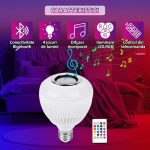 Bec LED cu difuzor incorporat NEXTLY, boxa cu bluetooth, iluminare 12 culori RGB si alb, control din telecomanda, 12W, stecher cu fasung E27 inclus, alb - imagine 4