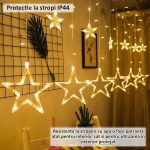 Instalatie de Craciun tip perdea NEXTLY, interconectabila, lumini LED Alb Cald, 8 jocuri de lumini, 3 metri latime, pentru interior/usa/geam/perete, telecomanda pe fir, conectare la priza, stelute mar - imagine 7