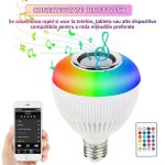 Bec LED cu difuzor incorporat NEXTLY, boxa cu bluetooth, iluminare 12 culori RGB si alb, control din telecomanda, 12W, stecher cu fasung E27 inclus, alb - imagine 5