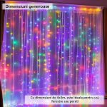 Instalatie de Craciun tip perdea NEXTLY, interconectabila, lumini LED RGB, 8 jocuri de lumini, pentru interior/usa/geam/perete, telecomanda pe fir, conectare la priza, 4x3m, 151-13, multicolora - imagine 3