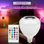 Bec LED cu difuzor incorporat NEXTLY, boxa cu bluetooth, iluminare 12 culori RGB si alb, control din telecomanda, 12W, stecher cu fasung E27 inclus, alb - imagine 3