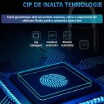 Lacat cu amprenta digitala NEXTLY, pentru interior/exterior, pana la 20 de amprente stocate, deblocare rapida 0.2s, incarcare cablus USB Tip C, waterproof, aliaj de zinc si otel, anti-spargere/anti-ta - imagine 3