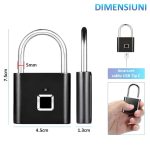 Lacat cu amprenta digitala NEXTLY, pentru interior/exterior, pana la 20 de amprente stocate, deblocare rapida 0.2s, incarcare cablus USB Tip C, waterproof, aliaj de zinc si otel, anti-spargere/anti-ta - imagine 9