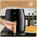 Friteuza cu aer cald NEXTLY, gatire fara ulei, Air Fryer capacitate 6 litri, 2400W, 8 programe de gatire, Touch Control, afisaj digital, rosu - imagine 2