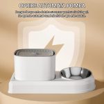 Dispenser automat de apa tip fantana pentru caini si pisici cu bol din inox pentru hrana 2 in 1, NEXTLY, capacitate rezervor apa 3L, filtrare prin carbune activ, silentios, alimentare USB, alb - imagine 8