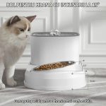 Dispenser automat de apa tip fantana pentru caini si pisici cu bol din inox pentru hrana 2 in 1, NEXTLY, capacitate rezervor apa 3L, filtrare prin carbune activ, silentios, alimentare USB, alb - imagine 5