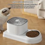 Dispenser automat de apa tip fantana pentru caini si pisici cu bol din inox pentru hrana 2 in 1, NEXTLY, capacitate rezervor apa 3L, filtrare prin carbune activ, silentios, alimentare USB, alb - imagine 3