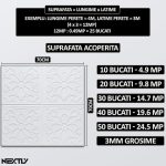 Set 50 x tapet autoadeziv 3D NEXTLY, pentru perete sau tavan, design modern, waterproof, ajustabil, adeziv puternic, usor de montat, suprafata acoperire 24.5 mp, 70x70 cm, cod 16, model floare, alb - imagine 4
