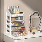 Organizator de cosmetice, bijuterii, accesorii si alte obiecte NEXTLY, multifunctional, 4 sertare glisante, compartimenat, 16x22x33, 3-1 roz-transparent - imagine 11
