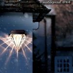 Lampa de exterior cu incarcare solara NEXTLY, senzor de lumina, lumina calda, forma de diamant, ABS + policarbonat PG33, rezistenta la apa IP44, transparent negru - imagine 6