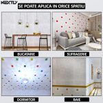 Set 20 x tapet autoadeziv 3D NEXTLY, pentru perete sau tavan, design modern, waterproof, ajustabil, adeziv puternic, usor de montat, suprafata acoperire 9.8 mp, 70x70 cm, cod 16, model floare, alb - imagine 6