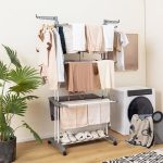 Uscator vertical pentru rufe si incaltaminte NEXTLY, 3 niveluri, suport umerase, pliabil, portabil, mobil, ergonomic, negru - imagine 7