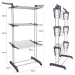 Uscator vertical pentru rufe si incaltaminte NEXTLY, 3 niveluri, suport umerase, pliabil, portabil, mobil, ergonomic, gri - imagine 4