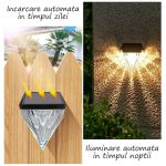 Lampa de exterior cu incarcare solara NEXTLY, senzor de lumina, lumina calda, forma de diamant, ABS + policarbonat PG33, rezistenta la apa IP44, transparent negru - imagine 5