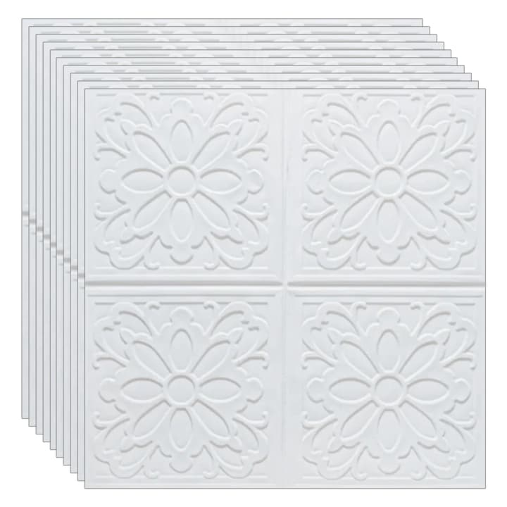 res_2b07a0d86c505455ad5c64baef28251d-1.jpg Set 20 x tapet autoadeziv 3D NEXTLY, pentru perete sau tavan, design modern, waterproof, ajustabil, adeziv puternic, usor de montat, suprafata acoperire 9.8 mp, 70x70 cm, cod 16, model floare, alb - imagine 1