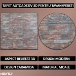 Set 50 x tapet autoadeziv 3D NEXTLY, pentru perete sau tavan, waterproof, ajustabil, adeziv puternic, usor de montat, suprafata acoperire 26.5 mp, 70x77 cm, design caramida, multicolorr, cod 62 - imagine 2