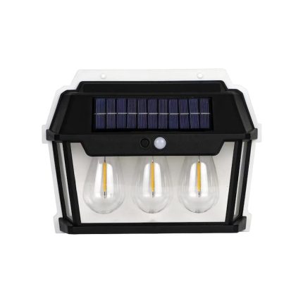 Lampa solara de exterior cu 3 becuri NEXTLY, 3 moduri de functionare, senzori de miscare si lumina, stare de veghe, lumina calda, waterproof, 38W, negru/alb