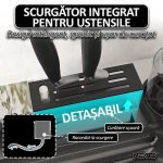 Set chiuveta si baterie multifunctionala Nextly, afisaj digital, baterie tip cascada continua, cap extensibil si retractabil, scurgator pentru cutite, accesorii incluse, kit complet montaj, sistem preaplin, 45x80 cm - imagine 8