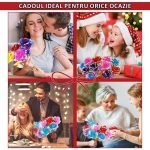 SET 7 x trandafir artizanal cu lumini LED NEXTLY, realizat manual, efecte cromatice, 3 moduri de iluminare, 24cm, cutie inclusa, multicolor - imagine 2