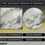 Set 50 x tapet autoadeziv imitatie marmura NEXTLY, waterproof, ajustabil, adeziv puternic, usor de montat, suprafata acoperire 18 mp, 60x60 cm, 2mm grosime 250-16 - imagine 2