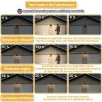 Set 4 x lampa solara de exterior cu 2 becuri NEXTLY, 3 moduri de functionare, senzori de miscare si lumina, stare de veghe, lumina calda, waterproof, 28W, negru/alb - imagine 3