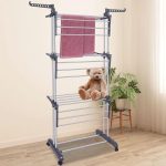 Uscator vertical pentru rufe si incaltaminte NEXTLY, 3 niveluri, suport umerase, pliabil, portabil, mobil, ergonomic, negru - imagine 6