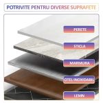 Set 70 x suport dublu cu autoadeziv NEXTLY, fixare/agatare diverse obiecte, aplicabil pe diverse suprafete, plastic ABS, adeziv puternic, waterproof, 5.5 x 5.5cm, transparent - imagine 5
