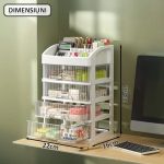 Organizator de cosmetice, bijuterii, accesorii si alte obiecte NEXTLY, multifunctional, 4 sertare glisante, compartimenat, 16x22x33, 3-1 alb-transparent - imagine 7