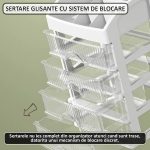 Organizator de cosmetice, bijuterii, accesorii si alte obiecte NEXTLY, multifunctional, 4 sertare glisante, compartimenat, 16x22x33, 3-1 alb-transparent - imagine 6