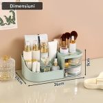 Organizator de cosmetice, bijuterii, accesorii si alte obiecte NEXTLY, oglinda detasabila si reglabila cu touch control, 3 moduri de iluminare, compartimentat, 14x26x9cm S, verde - imagine 9