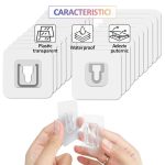 Set 50 x suport dublu cu autoadeziv NEXTLY, fixare/agatare diverse obiecte, aplicabil pe diverse suprafete, plastic ABS, adeziv puternic, waterproof, 5.5 x 5.5cm, transparent - imagine 3