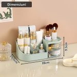 Organizator de cosmetice, bijuterii, accesorii si alte obiecte NEXTLY, oglinda detasabila si reglabila cu touch control, 3 moduri de iluminare, compartimentat, 15.5x28x9.5cm M, verde - imagine 9