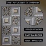 Set 20 x tapet autoadeziv imitatie marmura NEXTLY, waterproof, ajustabil, adeziv puternic, usor de montat, suprafata acoperire 3.6 mp, 30x60 cm, 2mm grosime PH001 - imagine 2