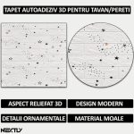 Set 50 x tapet autoadeziv 3D NEXTLY, design caramida, pentru perete sau tavan, waterproof, ajustabil, adeziv puternic, usor de montat, suprafata acoperire 26.5 mp, 70x77 cm, model stelute, cod 52 - imagine 2